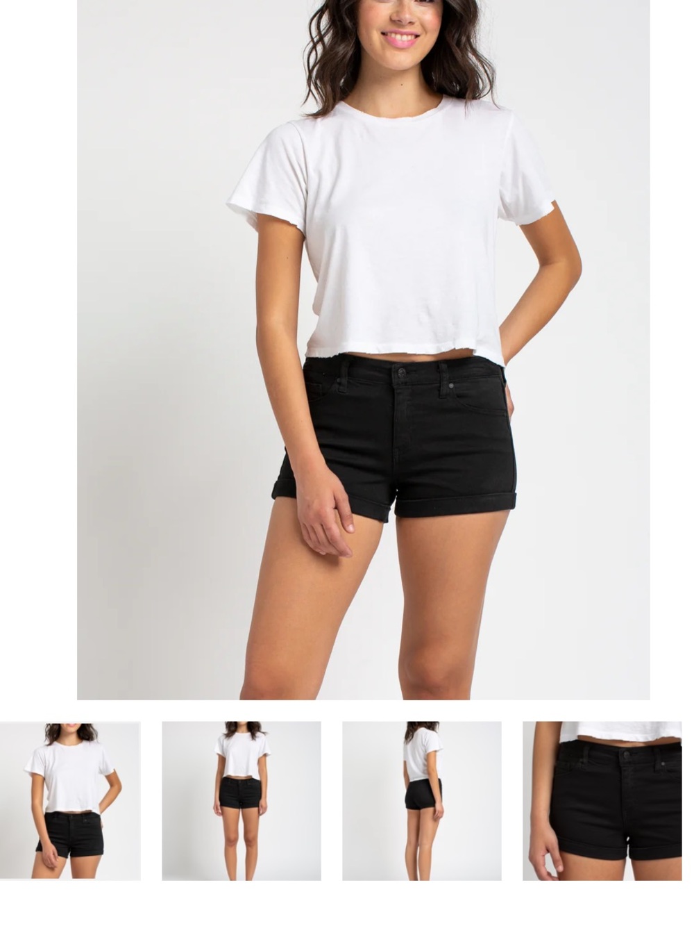 Celebrity Pink Black High Waist Roll-Hem Shorts - Picture 2 of 7